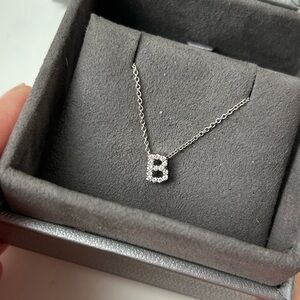 Bony Levy 18k white gold pave diamond initial necklace.